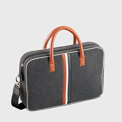 E2R Sac ordinateur 15 pouces homme noir cuir et tissu Enzo OH MY BAG