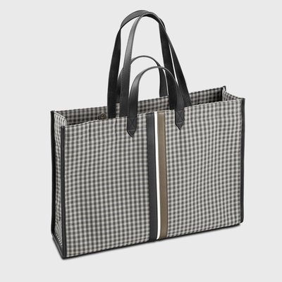 E2R Cabas femme écoresponsable en tissu vichy et cuir upcyclés Tammy OH MY BAG