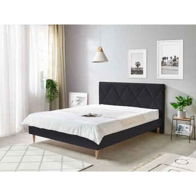 Lit en MDF Tissu avec pieds en bois, PANTHEON BOBOCHIC