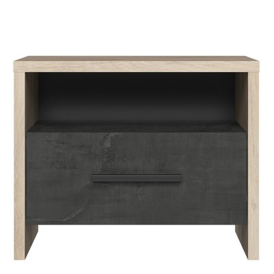 Chevet 1 Tiroir 1 Niche Décor chêne et noir L49.6 x H40 cm - Colorado CALICOSY