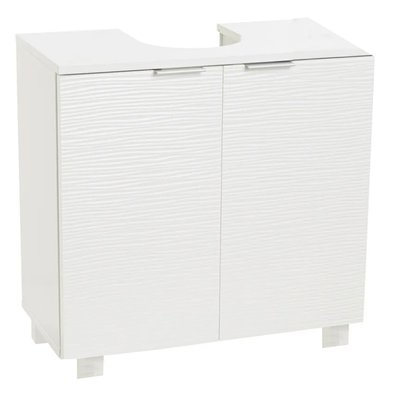 Meuble salle de bain sous lavabo en bois blanc 2 portes 60x30x60cm WADIGA