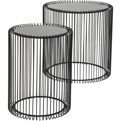 Lot de 2 tables d'appoint en verre et acier, WIRE KARE DESIGN