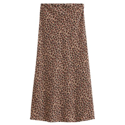 Leopard Print Maxi Skirt in Matt Satin LA REDOUTE COLLECTIONS
