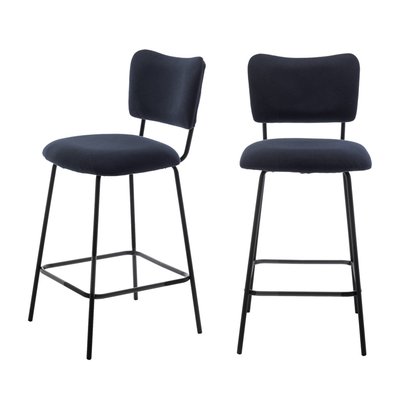 Lot de 2 chaises de bar en velours côtelé et métal H65cm - Vander DRAWER