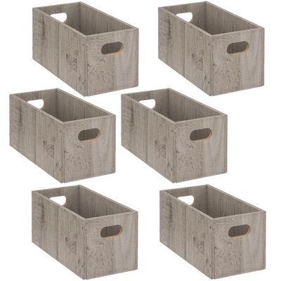 Lot de 6 Boîtes de rangement rectangulaire en MDF TOILINUX