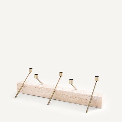 Bougeoir centre de table en travertin, hauteur 21,3 cm, SEBASTIANO AM.PM