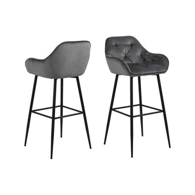 Tabouret haut avec accoudoirs en velours et métal (lot de 2) - TERI HELLIN, DEPUIS 1862