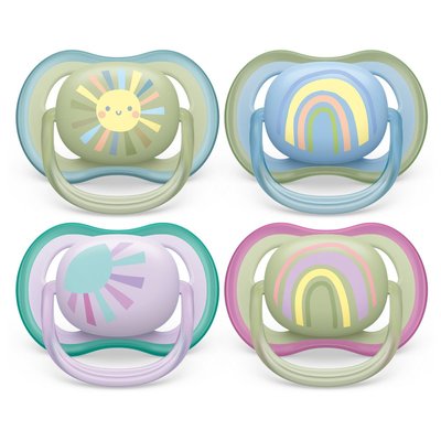Lot de 2 sucettes Ultra Air 0/6 mois SCF085/30 Coloris mixtes PHILIPS AVENT