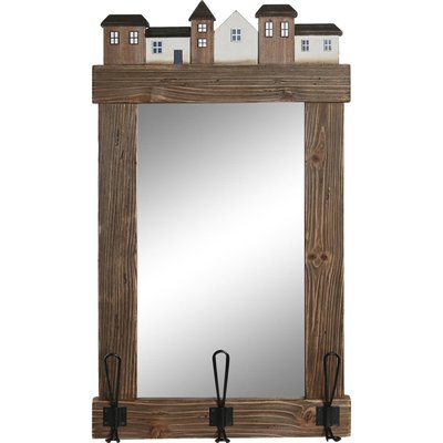 Miroir mural en bois avec patère intégrée RECOLLECTION