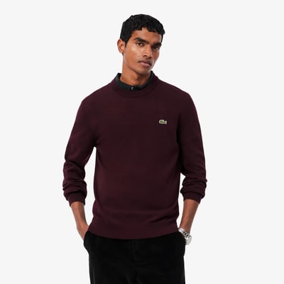 Pull coton uni col rond LACOSTE