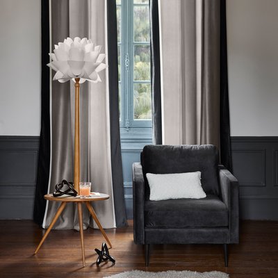 Rideau Vasco Tamisant en Velours fluide imprimé de larges rayures Beige 200x268 cm MADURA