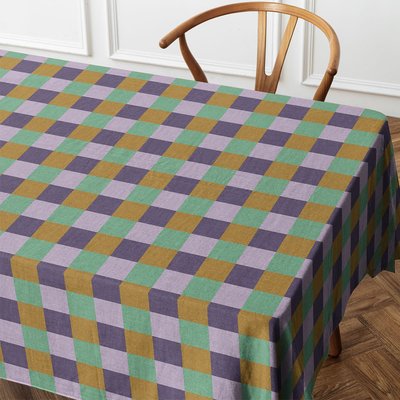 Nappe carrée en coton CARO doré VENT DE BOHÈME