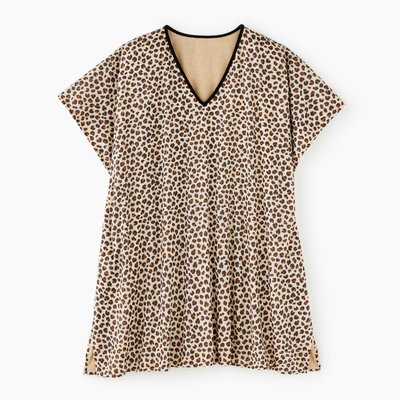 Poncho adulte imprimé, taille unique, 100% coton bio, doublure éponge polyester MONOPRIX