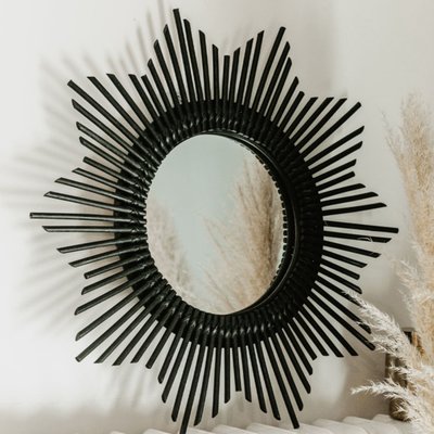 Miroir soleil en rotin MATAHARI-NOIR - JUNE SAUDARA COLLECTIONS
