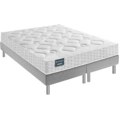 Matelas mousse + latex, sommier pieds LILAS DUNLOPILLO