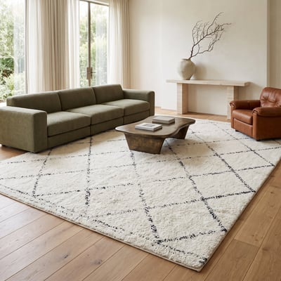 Tapis salon berbère en coton motifs losanges   BERBERE LOSANGE - style bohème THE DECO FACTORY