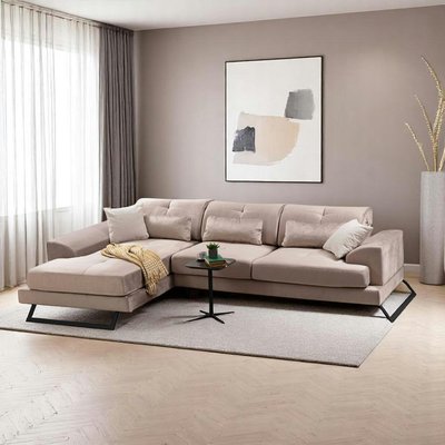 Canapé d'angle beige - dossier inclinable, côté gauche MILO PIER IMPORT