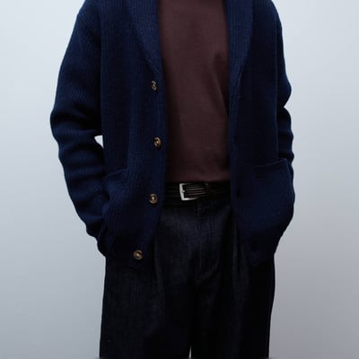 Gilet col châle en laine MONOPRIX
