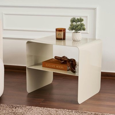 Table d’appoint design métal taupe – 2 plateaux SFAX PIER IMPORT