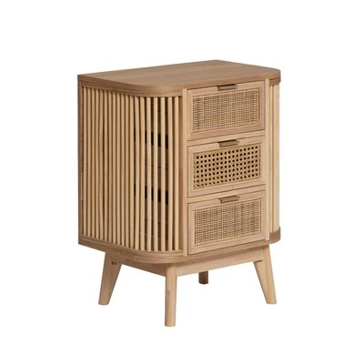 Petit chiffonnier en bois de pin et cannage  GUIDO MADE IN MEUBLES 