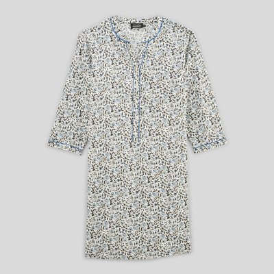Chemise de nuit manches longues à imprimé floral en coton BIO MONOPRIX