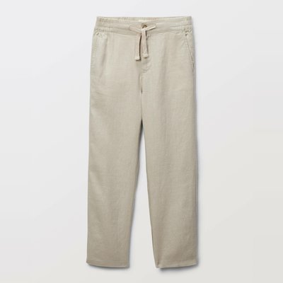 Pantalon droit uni en 100% lin MONOPRIX