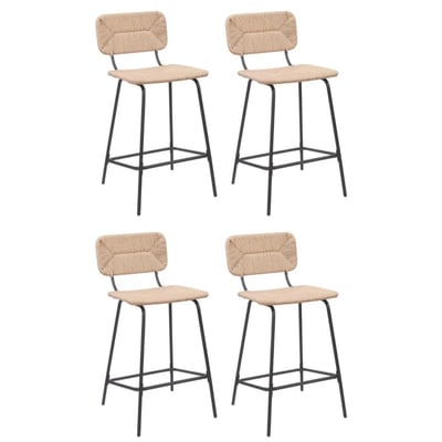 Lot de tabourets d'ilot et bar en métal et assise rotin 65cm NEMA|Lot de 4 | Lot de 4 MOB IN