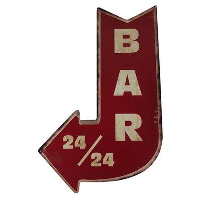 Plaque décorative murale métal vintage Flèche bar 38x60cm WADIGA