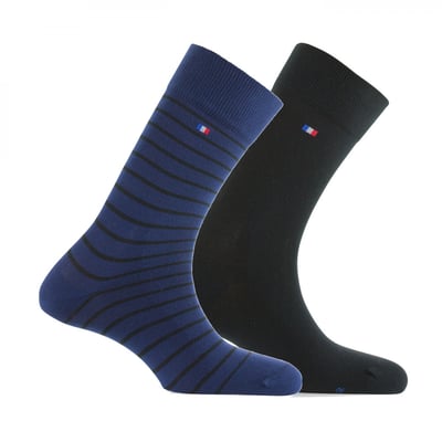 Lot de 2 paires de mi-chaussettes à rayures fabriquées en France KINDY