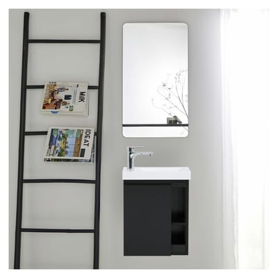 Ensemble lave-mains avec robinet chromé et miroir HAMPTON MOB IN