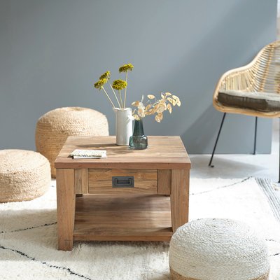 Table basse en bois de teck recyclé 60 cm  CARGO BERAH GETAH