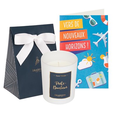 Lot Cadeau Bougie Porte Bonheur & Carte Musicale pour un Départ – Avec Sac Cadeau DRAEGER PARIS