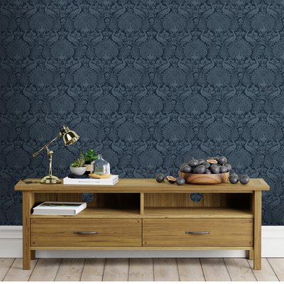 Papier peint Damassé Paons Midnight LAURA ASHLEY