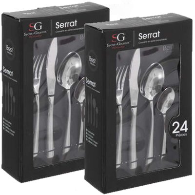 Lot de 2 Ménagères Serrat en Acier Inoxydable - 48 Couverts TOILINUX