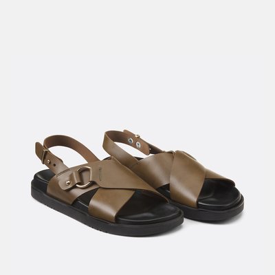 Sandales croisées en cuir lisse LA REDOUTE COLLECTIONS