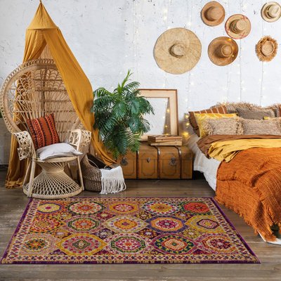 Tapis oriental tissé motif ethnique PECHA UN AMOUR DE TAPIS