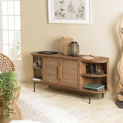 Buffet 160 cm ovale en teck recyclé et tissage SWING PIER IMPORT
