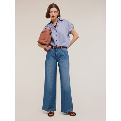Jean jambe large en toile de coton bleu clair MOTIVI