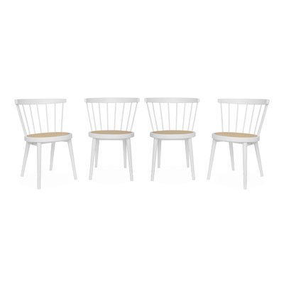 Chaise bohème bois d'hévéa et cannage (lot de 4) NORA SWEEEK