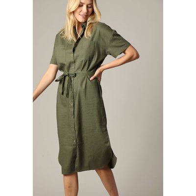 Robe chemise ceinturée avec deux poches sur le devant LUANA DEELUXE