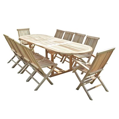 Salon de jardin en teck HENUA 8 chaises 2 fauteuils C ET L JARDIN