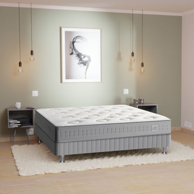 Ensemble Matelas ressorts + mémoire, sommier, pieds SW5 SIMMONS