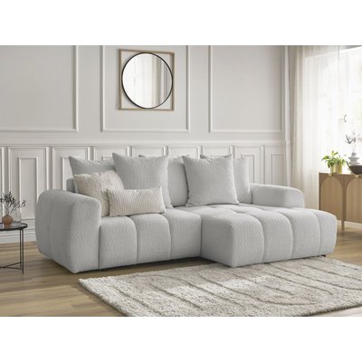 Canapé d'angle convertible 3 places en tissu bouclette, ROXELANE BOBOCHIC