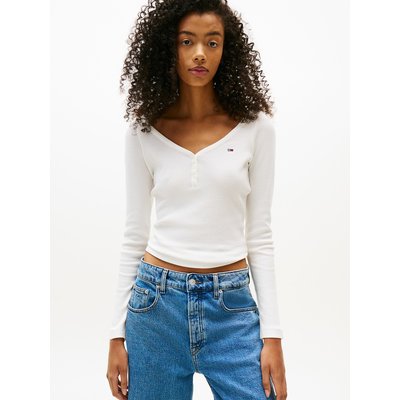 T-shirt a righe, maniche lunghe, scollo a V TOMMY JEANS