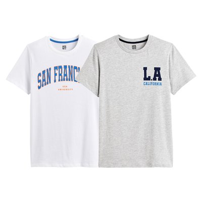 Pack of 2 T-Shirts in Cotton with Varsity Print on Front LA REDOUTE COLLECTIONS