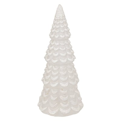 Décoration sapin en verre blanc H23 cm 10 LED blanc chaud à piles FEERIC LIGHTS & CHRISTMAS