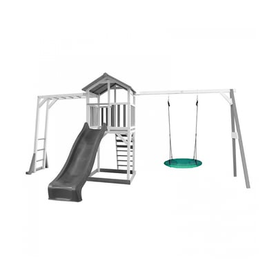AXI Structure de jeu Beach Tower cadre escalade et balancoire Nid Summer Blanc Gris Toboggan Gris AXI HOUSE