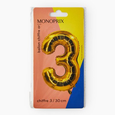 Ballon or chiffre 3 MONOPRIX MAISON