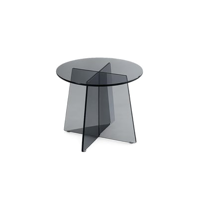 Bout de canapé rond en verre fumé noir VETRO PIER IMPORT