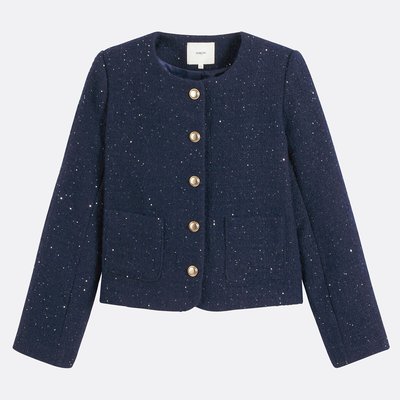 Veste col rond en tweed manches longues, DARCY SUNCOO